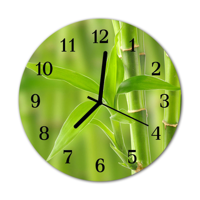 Sklenené hodiny okrúhle Bambusová rastlina