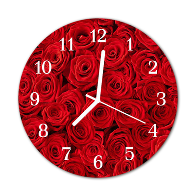 Sklenené hodiny okrúhle Ruže