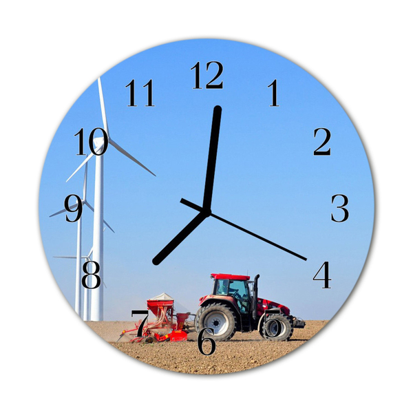 Nástenné sklenené hodiny Pole traktora