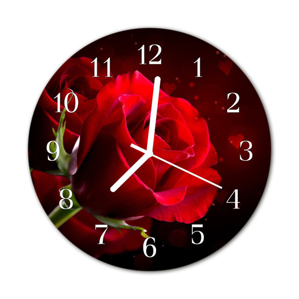 Nástenné sklenené hodiny Ruže