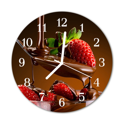 Nástenné sklenené hodiny Čokoládové jahody
