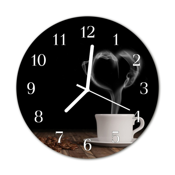 Nástenné sklenené hodiny Káva