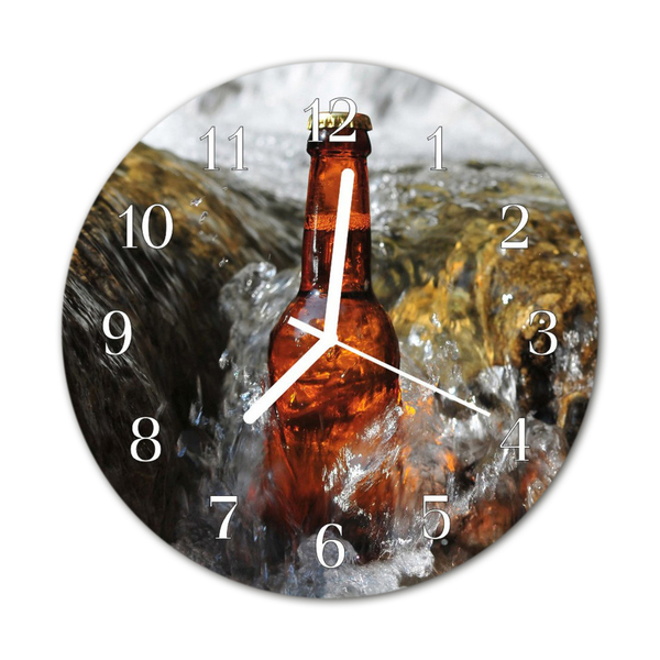 Nástenné sklenené hodiny Pivo