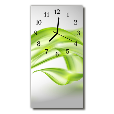 Sklenené hodiny vertikálne Umelecké abstraktné zelené čiary