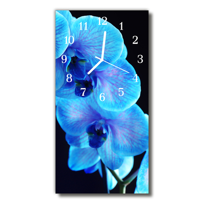 Sklenené hodiny vertikálne Modrá kvetina