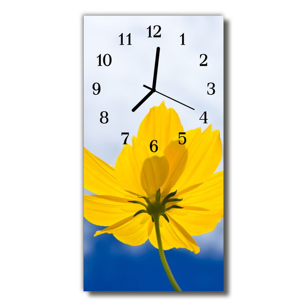 Sklenené hodiny vertikálne Kvety. farebné kvety