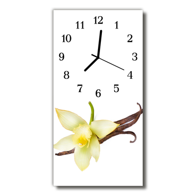 Sklenené hodiny vertikálne Biele ľalie kvety