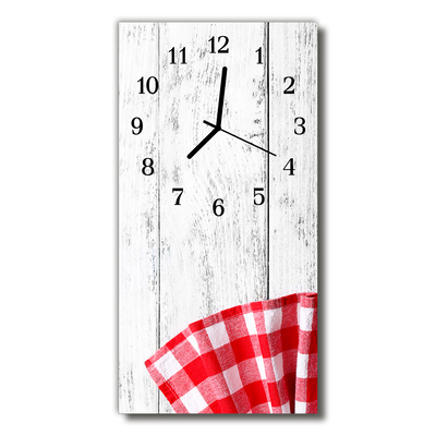 Sklenené hodiny vertikálne Art drevené červené kuchyne