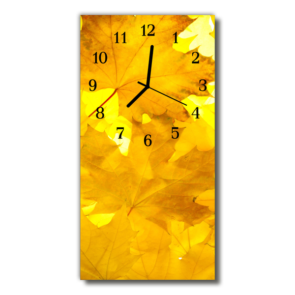 Sklenené hodiny vertikálne Kvety jesenné žlté listy