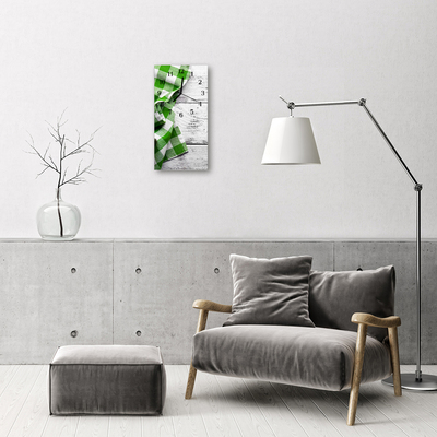 Sklenené hodiny vertikálne Umenie plátno zo zeleného dreva