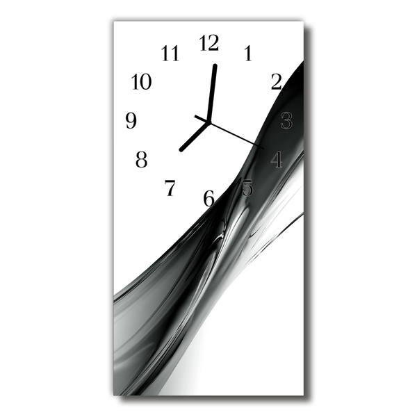 Sklenené hodiny vertikálne Abstrakcia čierna biela čiara
