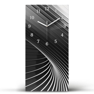 Sklenené hodiny vertikálne Umenie abstrakcie čierna a biela