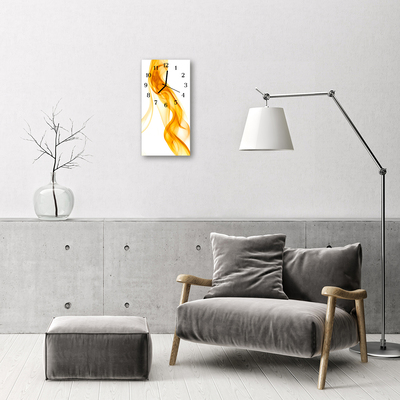Sklenené hodiny vertikálne Umenie abstrakcia oranžového dymu