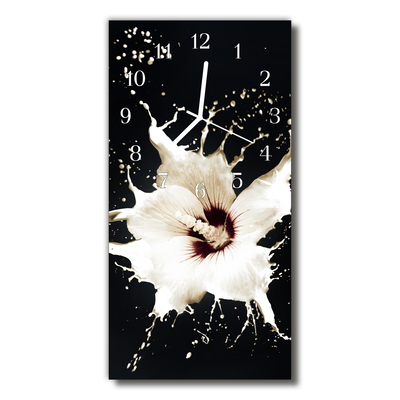 Sklenené hodiny vertikálne Kvety biely kvet