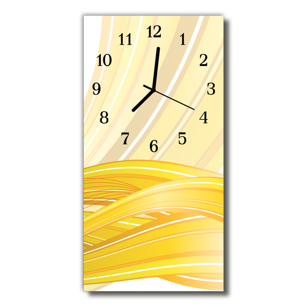 Sklenené hodiny vertikálne Umenie grafika žltá abstrakcie