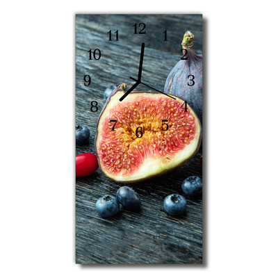 Sklenené hodiny vertikálne Kuchyňa figa farebné ovocie