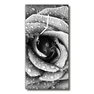 Sklenené hodiny vertikálne Kvety ružovo šedé