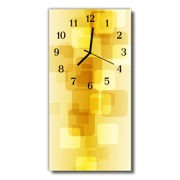 Sklenené hodiny vertikálne Umenie zlaté žlté obdĺžniky