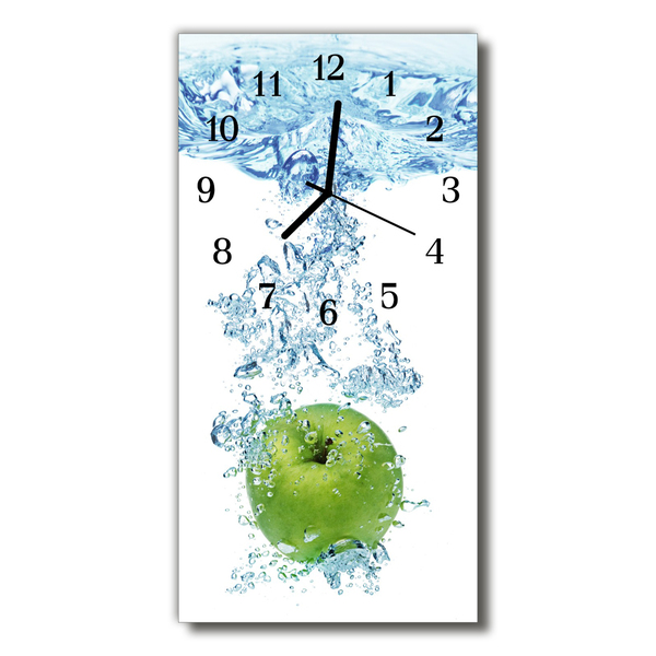Sklenené hodiny vertikálne Kuchyňa voda farebné jablko