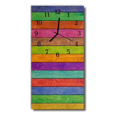 Sklenené hodiny vertikálne Umelecký farebný drevený pás