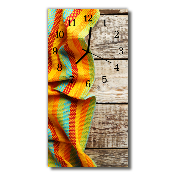 Sklenené hodiny vertikálne Farebné drevené tkaniny