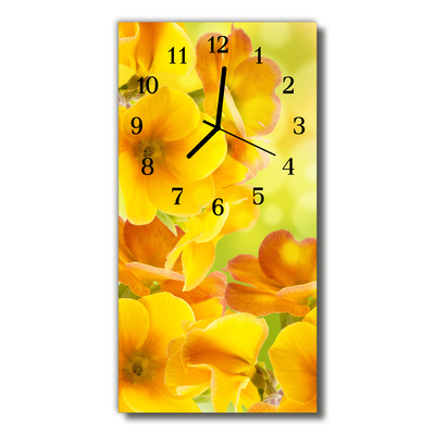 Sklenené hodiny vertikálne Kvety príroda žlté okvetné lístky