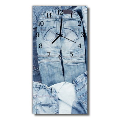 Sklenené hodiny vertikálne Modré nohavice