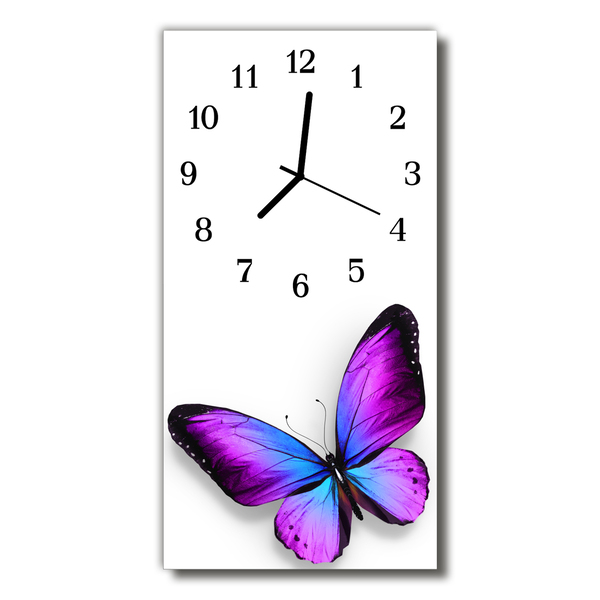 Sklenené hodiny vertikálne Zvieratá. farebné motýle