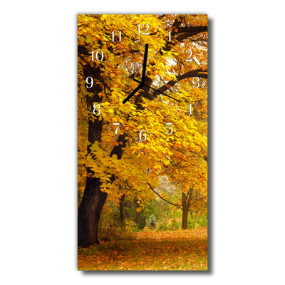 Sklenené hodiny vertikálne Príroda strom jeseň les zlato