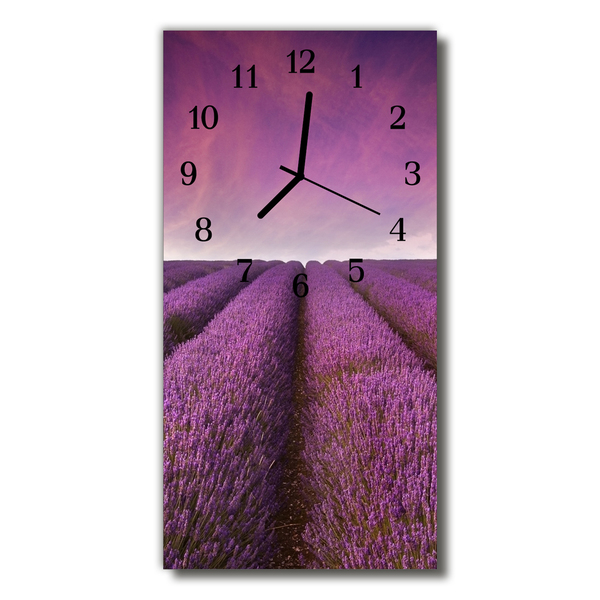 Sklenené hodiny vertikálne Príroda purple levanduľa poľa