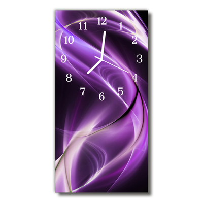 Sklenené hodiny vertikálne Prírodné vlny fialová abstrakcie