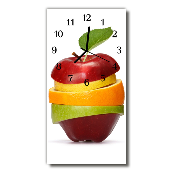 Sklenené hodiny vertikálne Kuchyňa ovocie farebné jablko