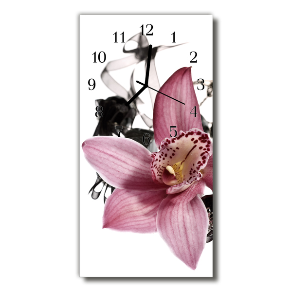 Sklenené hodiny vertikálne Kvety orchideí farebné