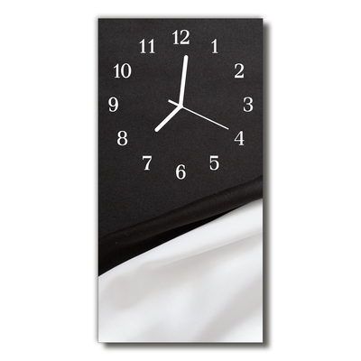 Sklenené hodiny vertikálne Klasické čierne a biele