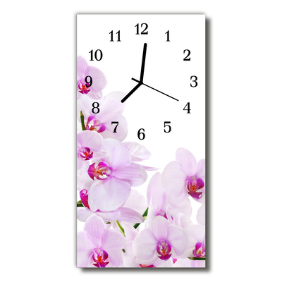 Sklenené hodiny vertikálne Kvety fialové orchidey