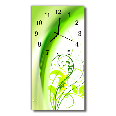 Sklenené hodiny vertikálne Zelená rastlina