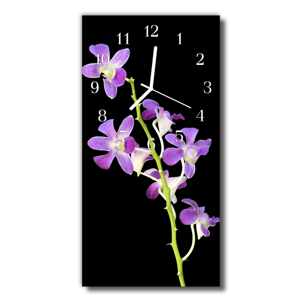 Sklenené hodiny vertikálne Kvety orchideí
