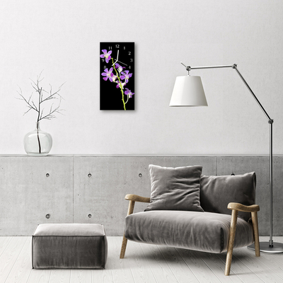 Sklenené hodiny vertikálne Kvety orchideí