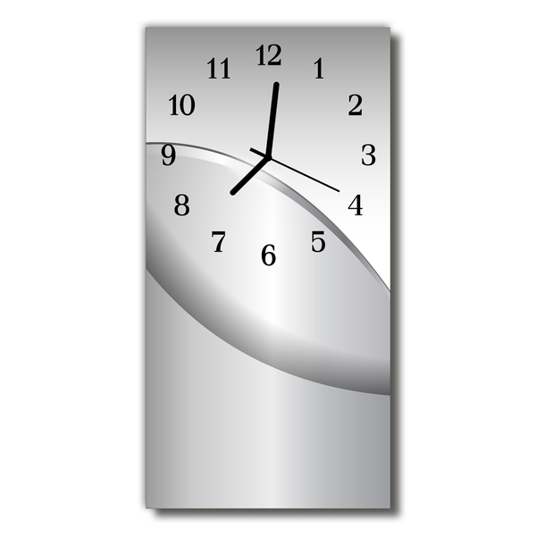 Sklenené hodiny vertikálne Kovová šedá grafika