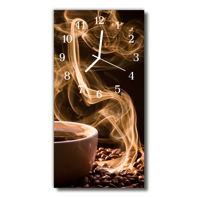 Sklenené hodiny vertikálne Hnedý kávovar