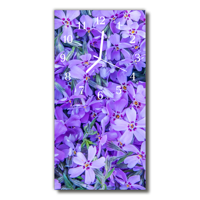 Sklenené hodiny vertikálne Kvety fialové kvety
