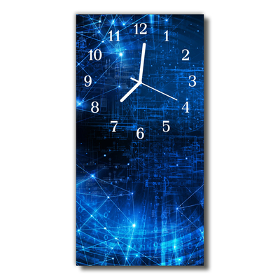 Sklenené hodiny vertikálne Modrá matice