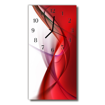 Sklenené hodiny vertikálne Kuchynská abstrakcie červená