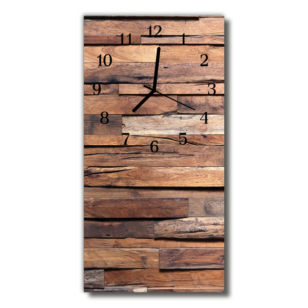 Sklenené hodiny vertikálne Klasické hnedo drevené drevo