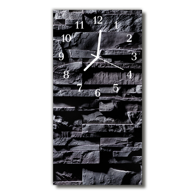 Sklenené hodiny vertikálne Kamenná múr čierna