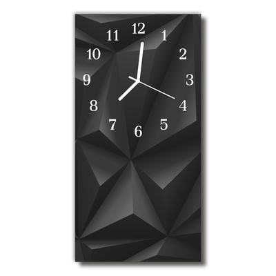 Sklenené hodiny vertikálne Umenie 3d čierne grafiky