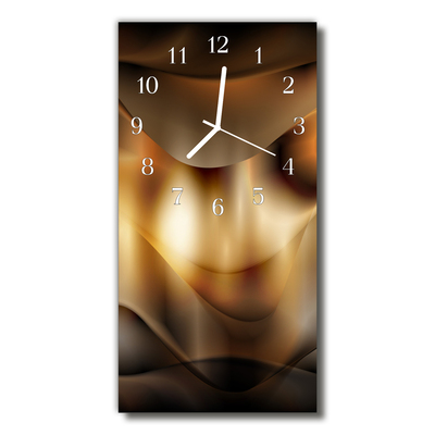Sklenené hodiny vertikálne Umelecká grafika hnedých vĺn
