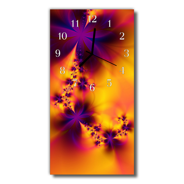 Nástenné hodiny vertikálne Kvety farebné abstrakcie