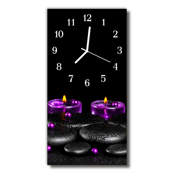 Nástenné hodiny vertikálne Kamene s farebnými kúpeľnými sviečkami