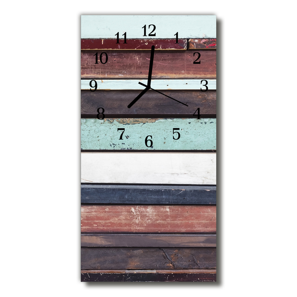 Nástenné hodiny vertikálne Farebné drevené prúžky
